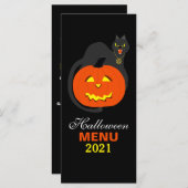 Cat on Pumpkin Halloween Menü Menükarte (Vorne/Hinten)