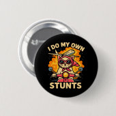 Cat On Scooter Ich mache meine eigenen Stunts Button (Vorne & Hinten)