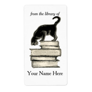 Cat on Stack of Books of Buchzeichen ..
