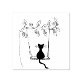 Cat On Swing Wood Stamp Gummistempel (Prägung)