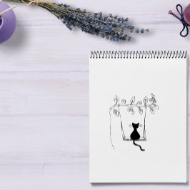 Cat On Swing Wood Stamp Gummistempel