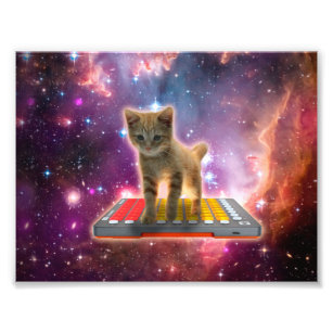 Cat on synthesizers in space fotodruck