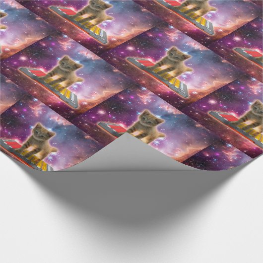 Cat on synthesizers in space geschenkpapier (Ecke)