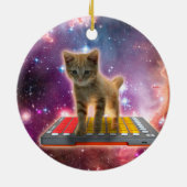 Cat on synthesizers in space keramik ornament (Hinten)