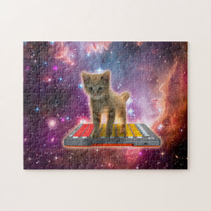Cat on synthesizers in space puzzle