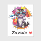 cat on the beach aufkleber (Blatt)