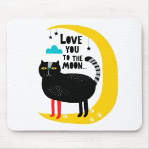 Cat on the moon mousepad