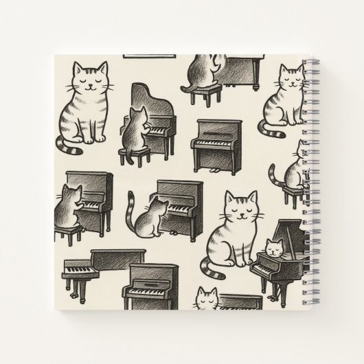 Cat on the Piano Notebook Notizblock (Rückseite)