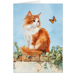 Cat on Wall - 5" x 7" Art Card