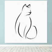 Cat one line Design Leinwanddruck (Insitu (Holzboden))