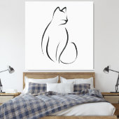 Cat one line Design Leinwanddruck (Insitu (Schlafzimmer))