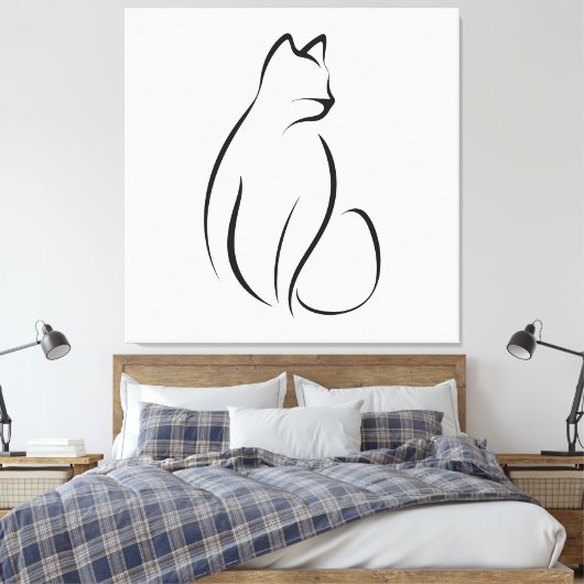 Cat one line Design Leinwanddruck (Insitu (Schlafzimmer))
