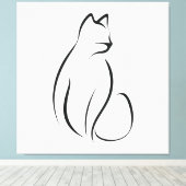 Cat one line Design Leinwanddruck (Insitu (Holzboden))