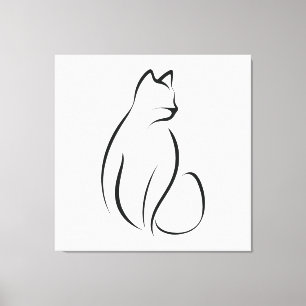 Cat one line Design Leinwanddruck