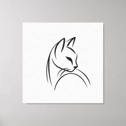 Cat one line minimalistisches Design Leinwanddruck (Vorderseite)