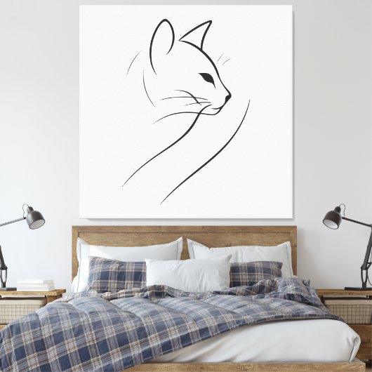 Cat one line minimalistisches elegantes Design Leinwanddruck (Insitu (Schlafzimmer))