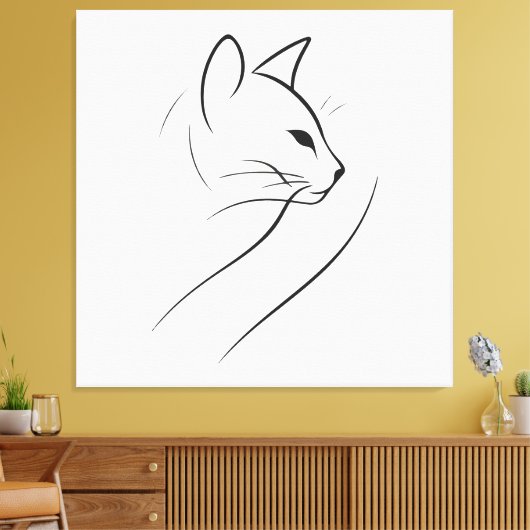 Cat one line minimalistisches elegantes Design Leinwanddruck (Insitu (Wohnzimmer))