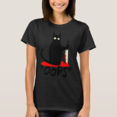 Cat Oops Black Cat Murderous Cat With Knife Hallo T-Shirt (Vorderseite)
