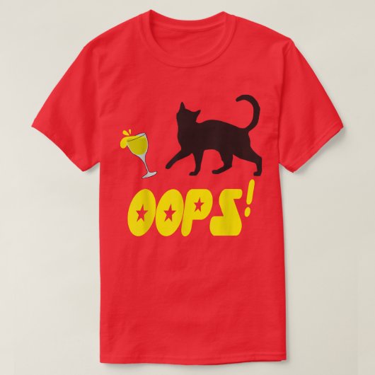 Cat Oops Funny Black Cat Knocking Over A Yellow Gl T-Shirt (Design vorne)