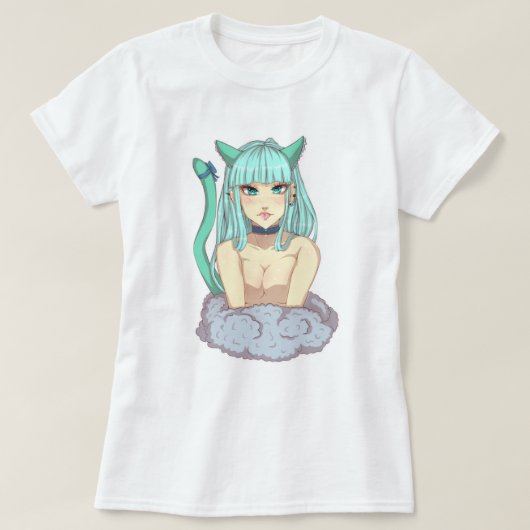 Cat Oppai Girl T-Shirt (Design vorne)