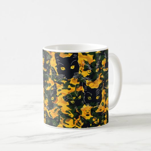 Cat Orange Pattern Kaffeetasse (VorderseiteRechts)
