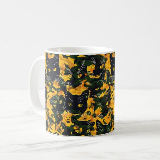 Cat Orange Pattern Kaffeetasse (Vorderseite Links)