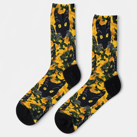 Cat Orange Pattern Socken (Linkes Detail)