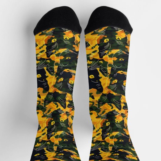Cat Orange Pattern Socken (Oben)
