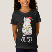 Cat Oups! White Cat Tangled Up in Christmas Tree L T-Shirt (Vorderseite)