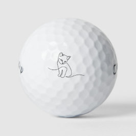 Cat Outline Minimalist Cat Mom Animal Lover Gift  Golfball