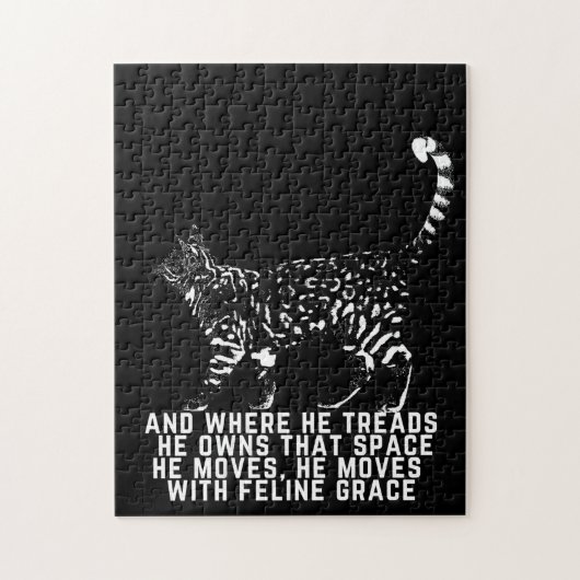 Cat outline with feline grace poem black jigsaw puzzle (Vertikal)