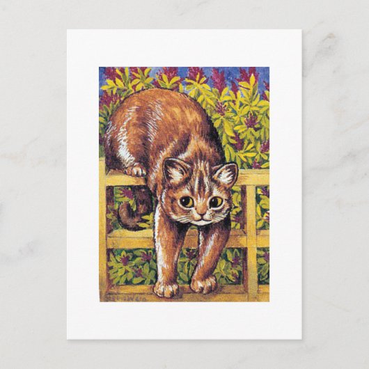 Cat over Fence, Louis Wain Postkarte (Vorderseite)