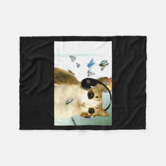 Cat Owl Funny Cursed Internet Trendy Meme Funny Me Fleecedecke (Vorderseite (Horizontal))