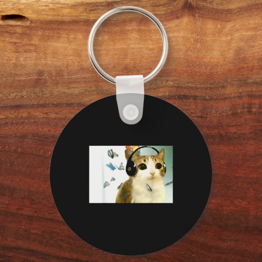 Cat Owl Funny Cursed Internet Trendy Meme Funny Me Schlüsselanhänger (Vorderseite)