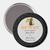 Cat & Owl Halloween Hochzeit Speichern Sie das Dat Magnet (Vorderseite/Rückseite)