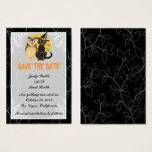Cat & Owl Halloween Hochzeit Speichern Sie die Dat (Vorne & Hinten)