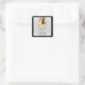 Cat & Owl Halloween Hochzeit Speichern Sie die Dat Quadratischer Aufkleber (Tasche)