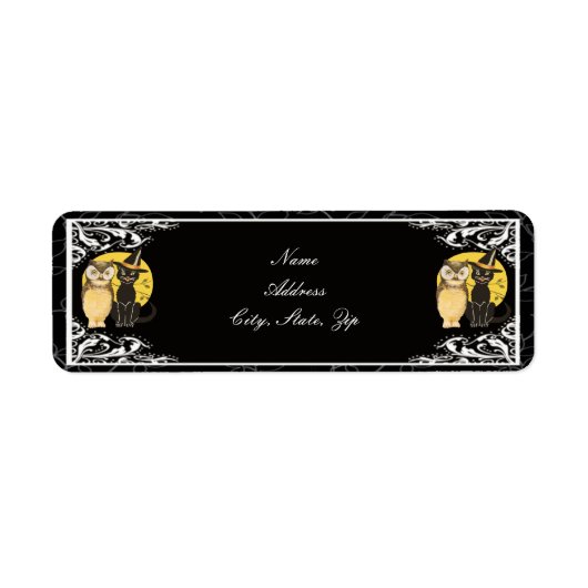 Cat & Owl Halloween Hochzeitsadressen-Labels (Vorne)