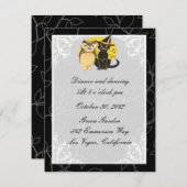 Cat & Owl Halloween Hochzeitsempfangskarte Einladung (Vorne/Hinten)
