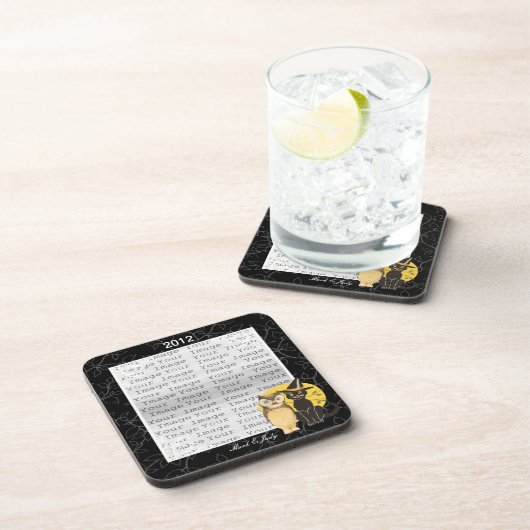 Cat & Owl Halloween Hochzeitsfeiern Untersetzer (Rechte Seite)