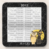 Cat & Owl Halloween Hochzeitsfeiern Untersetzer (Vorderseite)