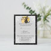 Cat & Owl Halloween Hochzeitskarte RSVP Karte (Stehend Vorderseite)