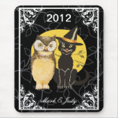 Cat & Owl Halloween Hochzeitsmäuse Pad Mousepad (Vorne)