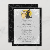 Cat & Owl Halloween Probe Abendessen Einladung (Vorne/Hinten)