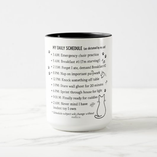 Cat owner daily schedule Mug Tasse (Zentrum)
