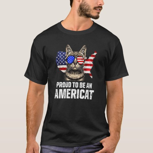 Cat Owner US Flag Patriot Sunglass Usa T-Shirt (Vorderseite)