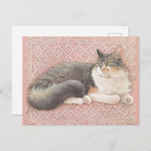 CAT PAINTED POSTCARD POSTKARTE (Vorne/Hinten)