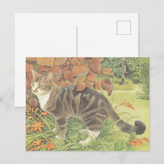 CAT PAINTED POSTCARD POSTKARTE (Vorne/Hinten)