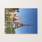 Cat Painting Eiffel Tower Paris Frankreich Reisen Puzzle (Horizontal)