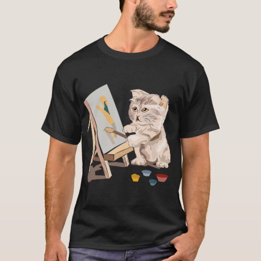 Cat Painting-Zeichen T-Shirt (Vorderseite)
